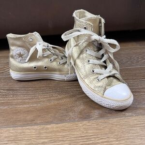 Converse All Star High Top Chuck Taylors Gold Leather Size 13 Lace UP Sneakers